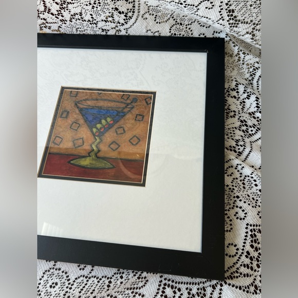 Martini glass print by Carolyn Oltman matted and framed art.#2 11 by 11 inches - Picture 5 of 8